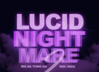 A purple background with the words lucid nightmare written in it.