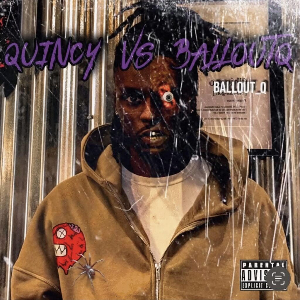 Man in hoodie with graffiti background.