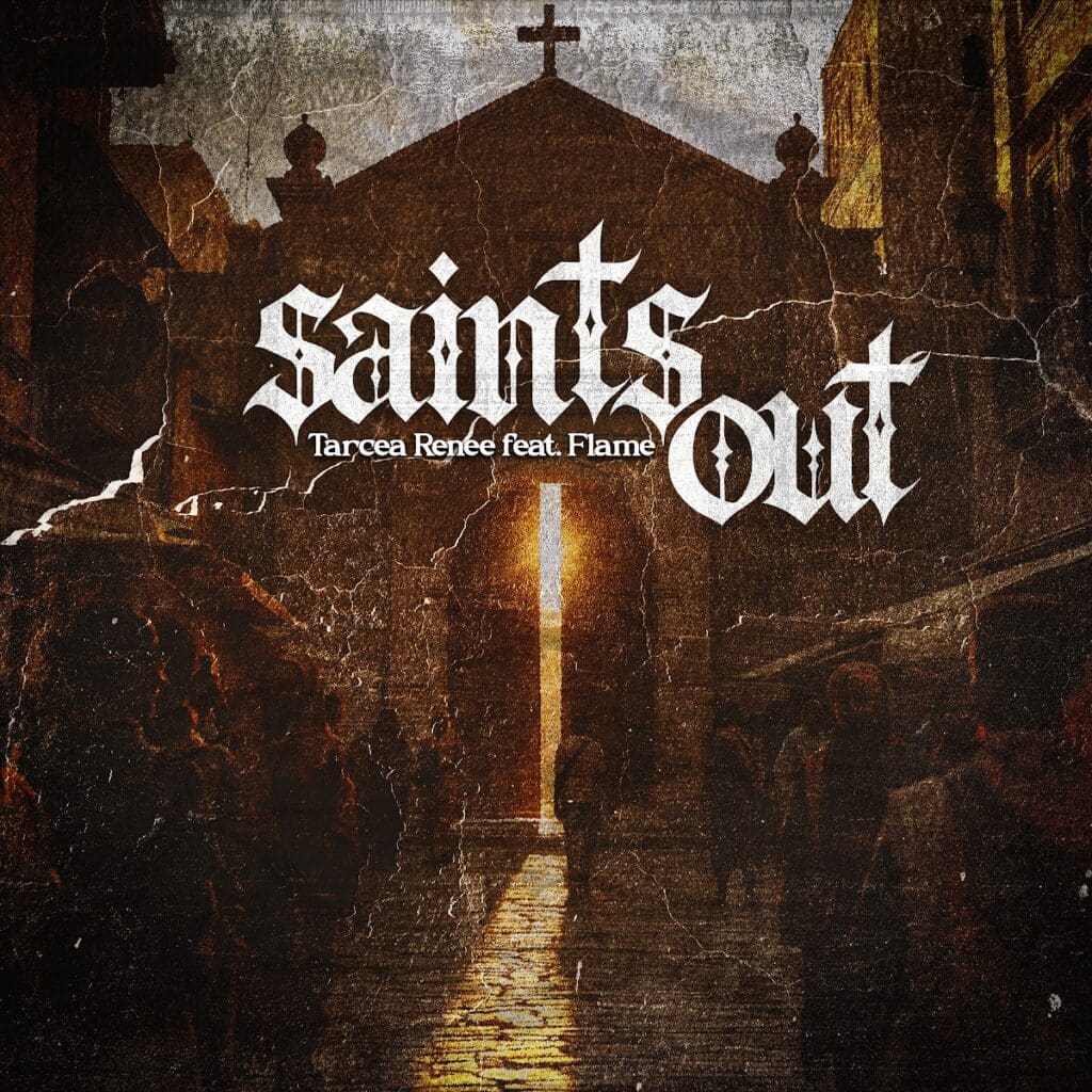 Cracked church artwork with "Saints Out" text.