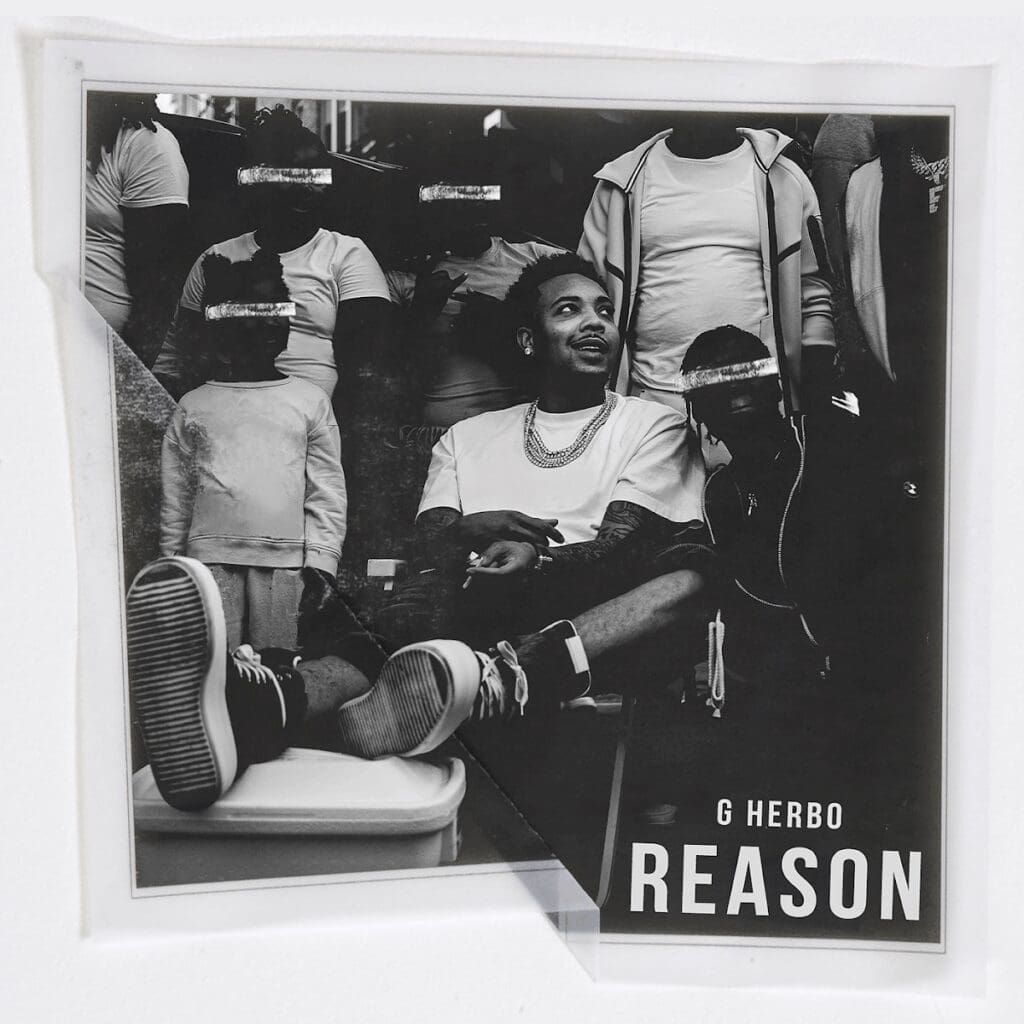 Album cover with seated man and group.